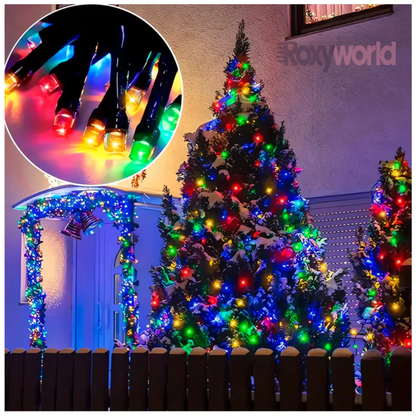 LUCES NAVIDEÑAS CON PANEL SOLAR MULTICOLOR 20M