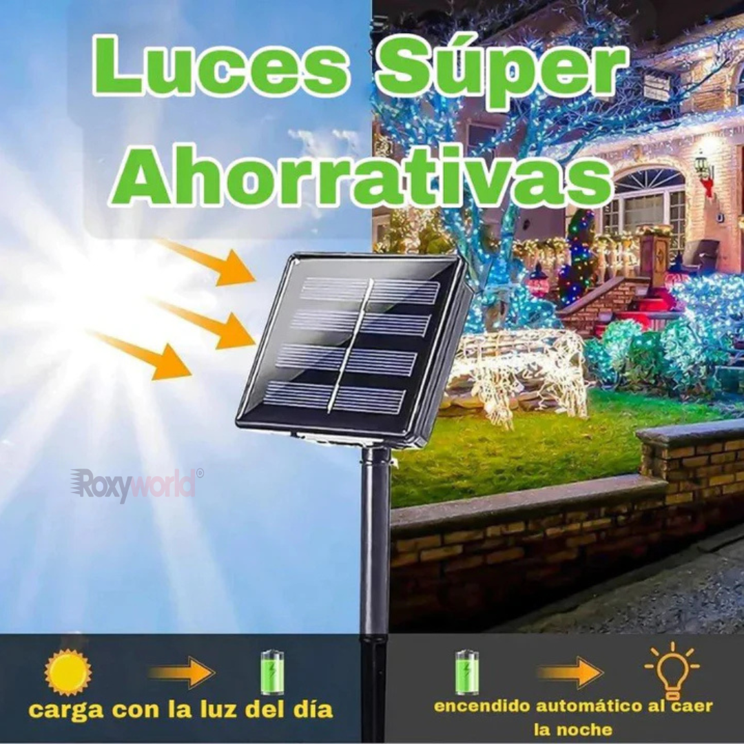 LUCES NAVIDEÑAS CON PANEL SOLAR MULTICOLOR 20M