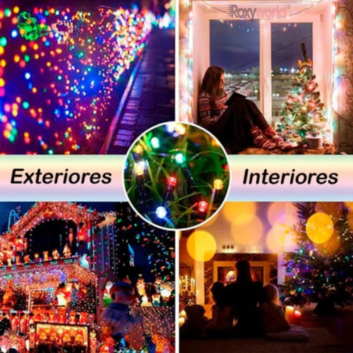 LUCES NAVIDEÑAS CON PANEL SOLAR MULTICOLOR 20M