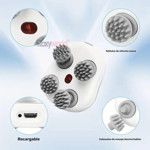 MASAJEADOR PORTATIL RECARGABLE 4 CABEZALES